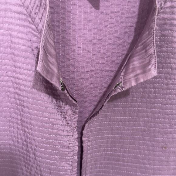 Eileen Fisher Jacket Silk Channel Crinkle Open Front Long Sleeve Purple - Picture 6 of 9